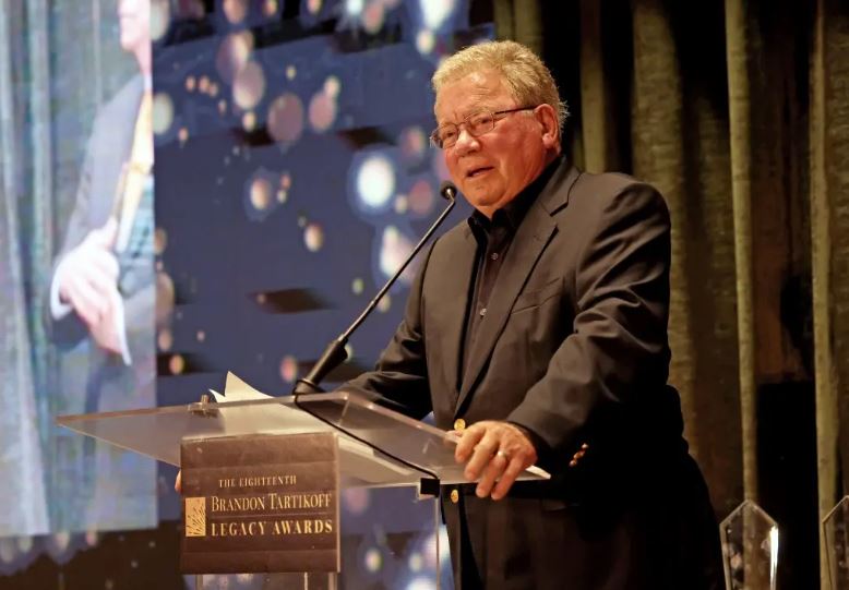 BEVERLY HILLS, CALIFORNIA – JUNE 02: Honoree William Shatner speaks onstage during the 18th Annual Brandon Tartikoff Legacy Awards at Beverly Wilshire, A Four Seasons Hotel on June 02, 2022 in Beverly Hills, California. (Photo by David Livingston/Getty Images)