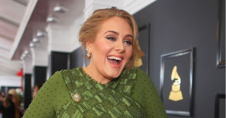 Adele on the red carpet at the 59th Grammy Awards. SOURCE: GETTY IMAGES