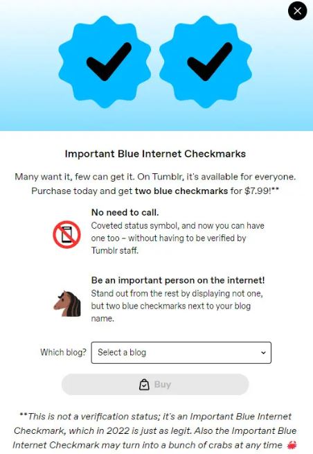 Tumblr  blue checkmarks