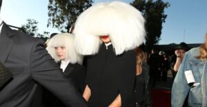 Sia sports a massive wig to The 57th Grammy Awards (we literally can't see her face).