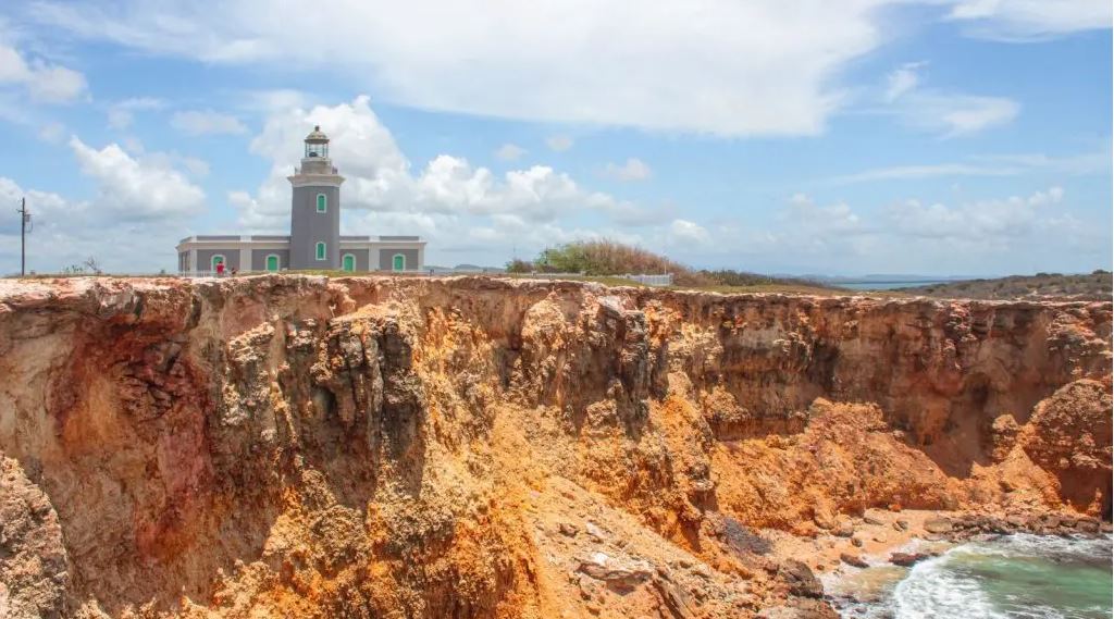A lighthouse near the cliff where Edgar Garay fell in Puerto Rico.
